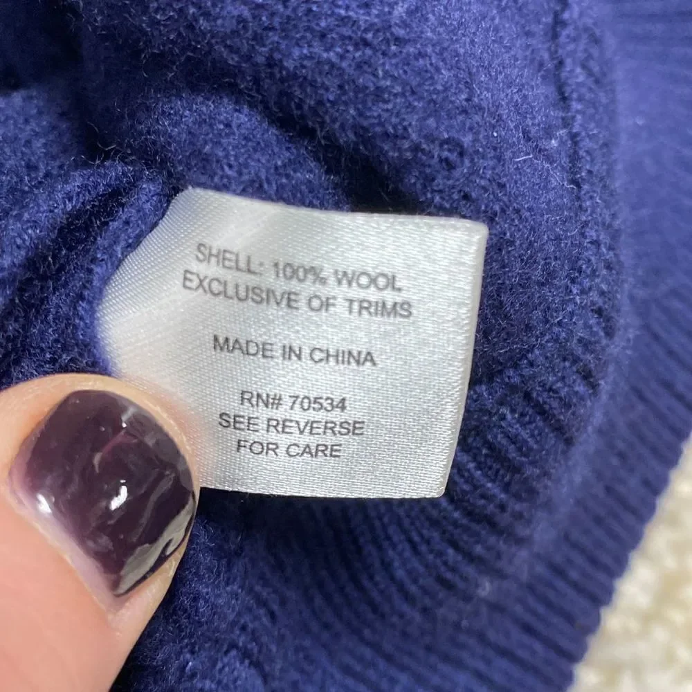 Orvis Navy Wool 3/4 Button Sweater Size XXL